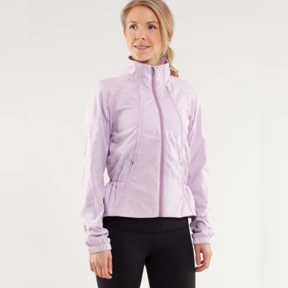 lululemon athletica Jackets & Blazers - Lululemon Run Travel to Track Rose Quartz Lavender Jacquard Floral jacket size 6